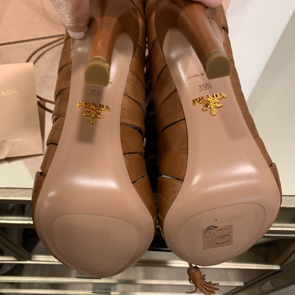Prada (authentic) Strappy Lace Up Heels - Picture 5 of 7